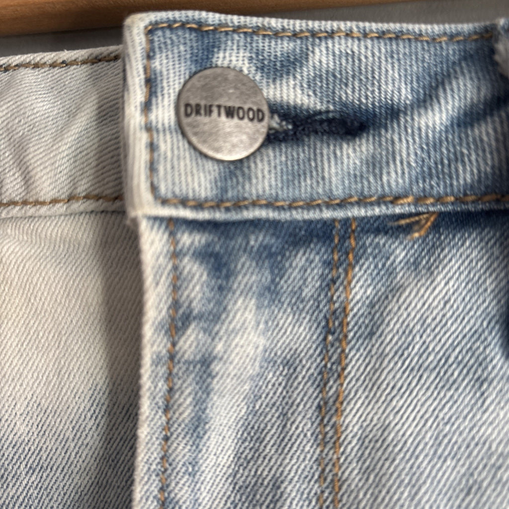 Driftwood Ruby Blue Denim Embroidered mini skirt sz 27 Free People Anthroplogie