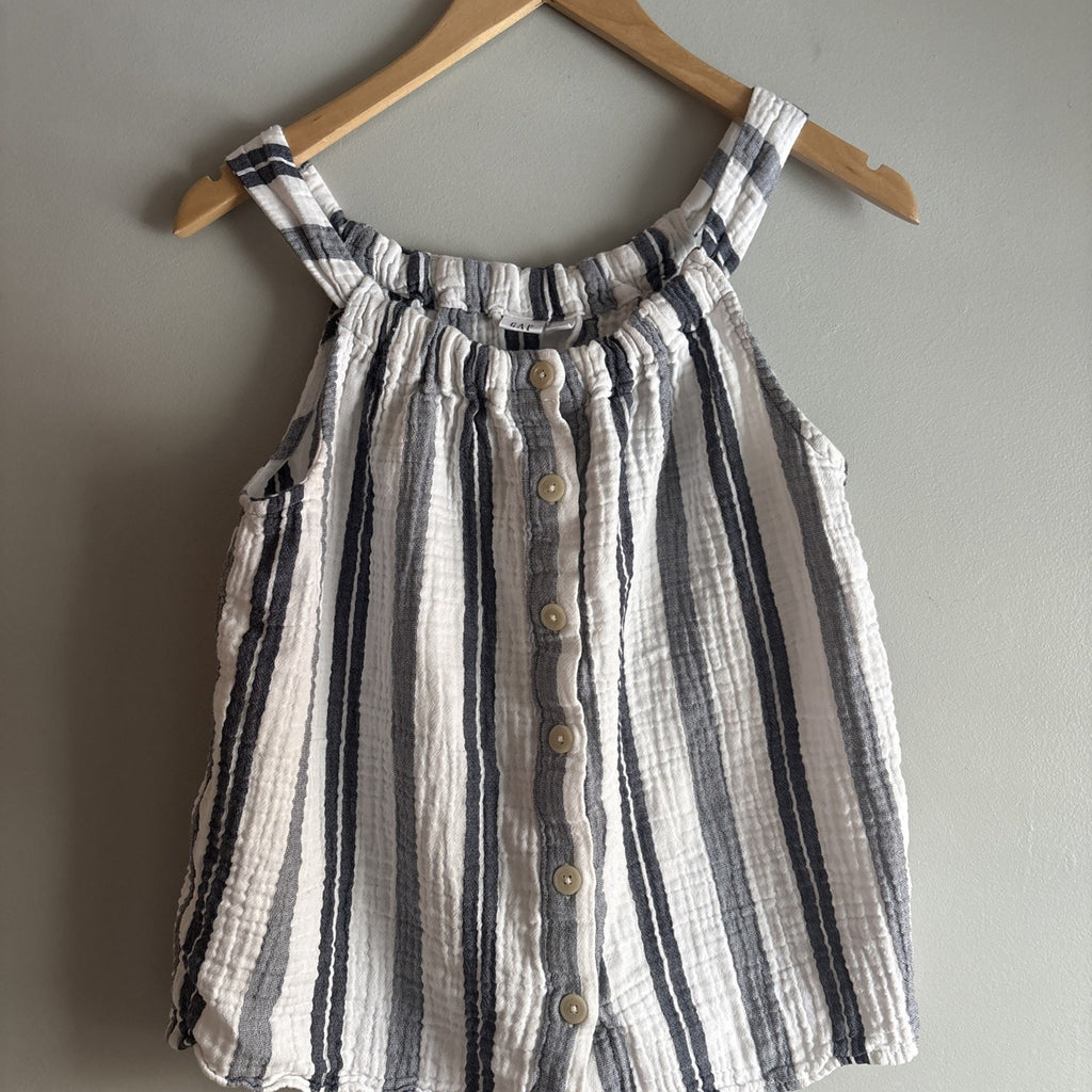 Women’s Gap Halter Style Tank Striped Cheese Cloth Like Material Button Down ￼