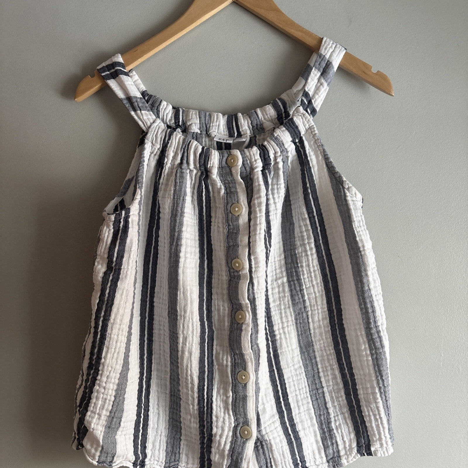 Women’s Gap Halter Style Tank Striped Cheese Cloth Like Material Button Down ￼