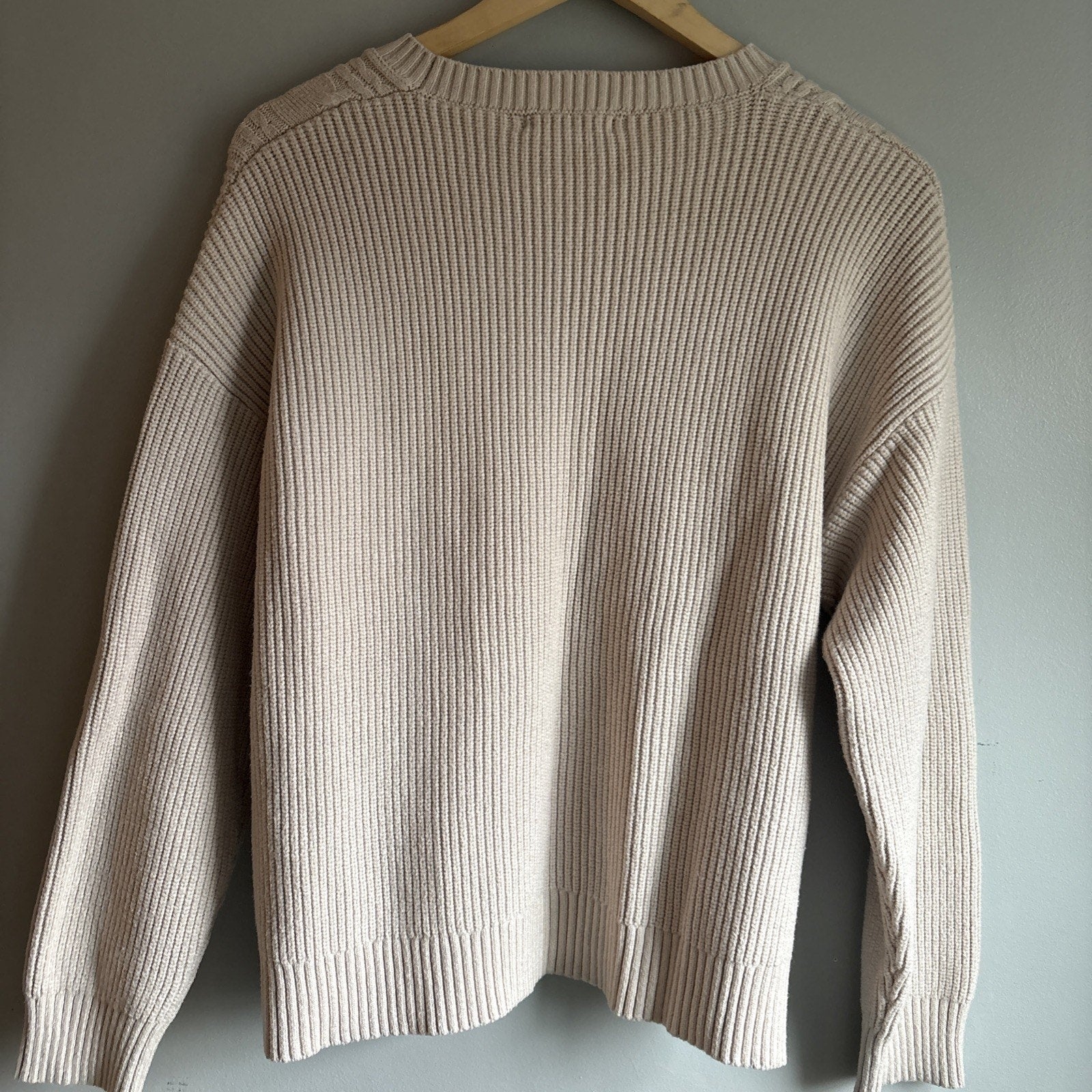 Workshop Republic clothing XL sweater Cable Knit beige Crew Neck Classic Preppy