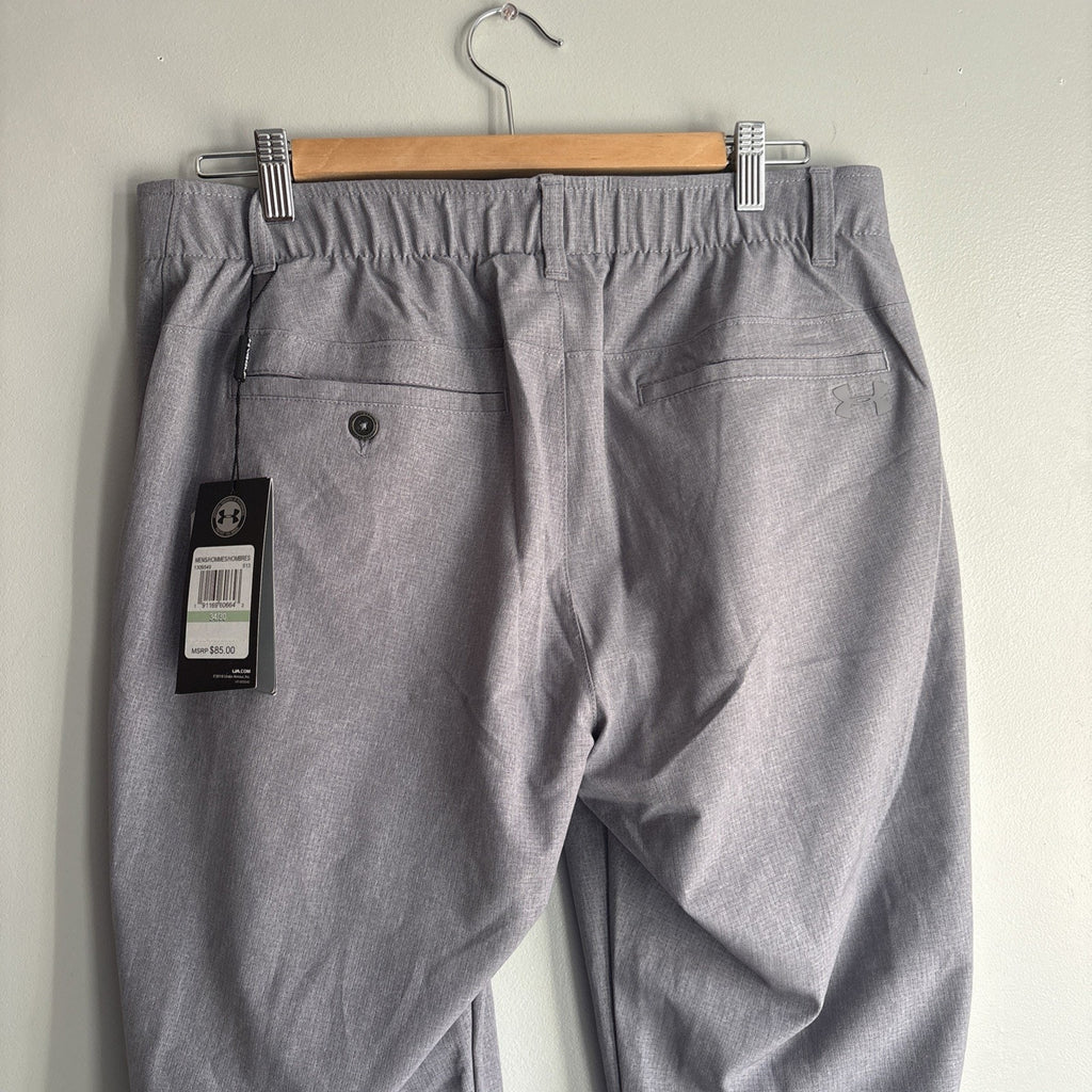 NWT Under Armour Gray Pants Mens Size 34x30 Casual Lightweight Stretch Golf