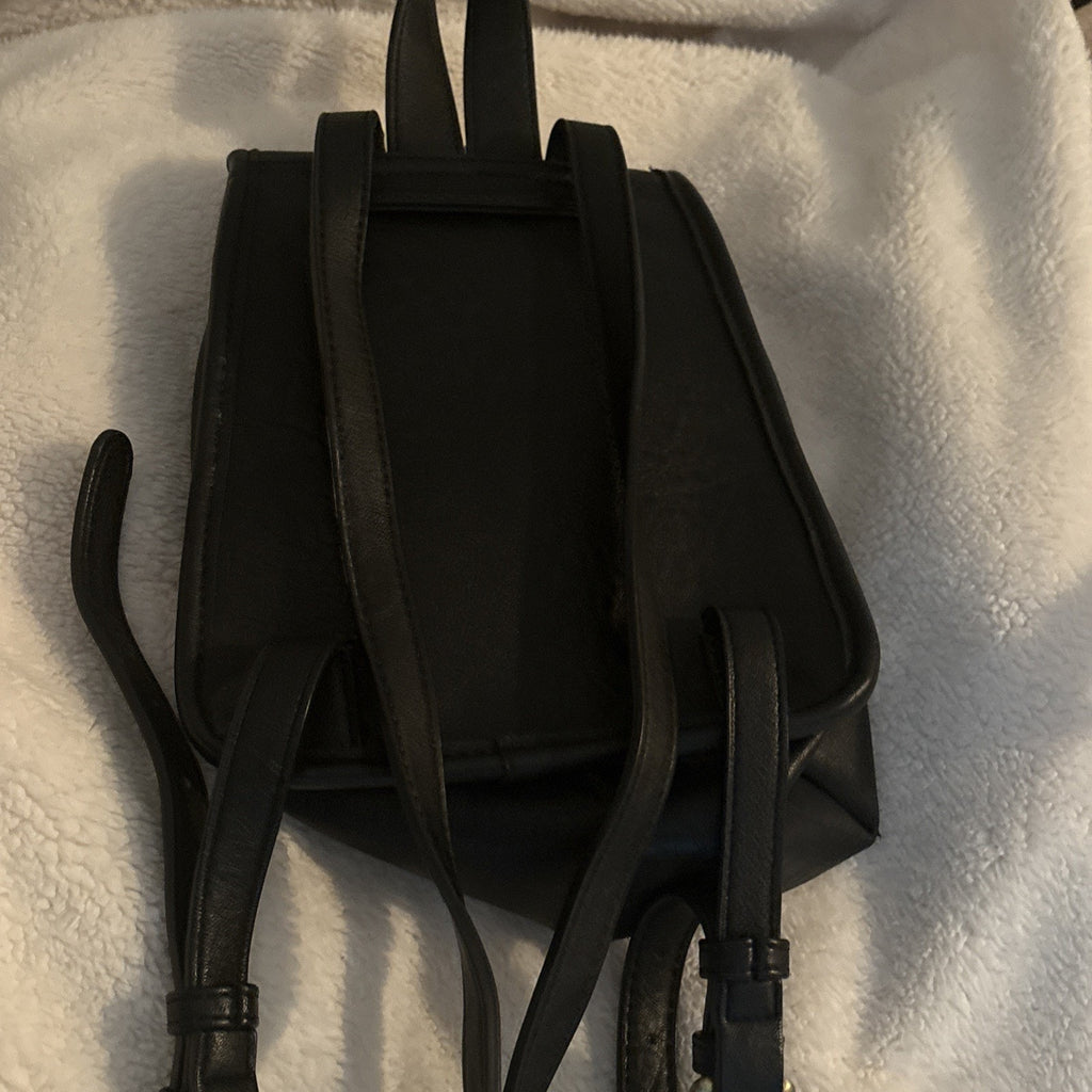 Street Level Front Flap Mini Black Vegan Leather Back Pack