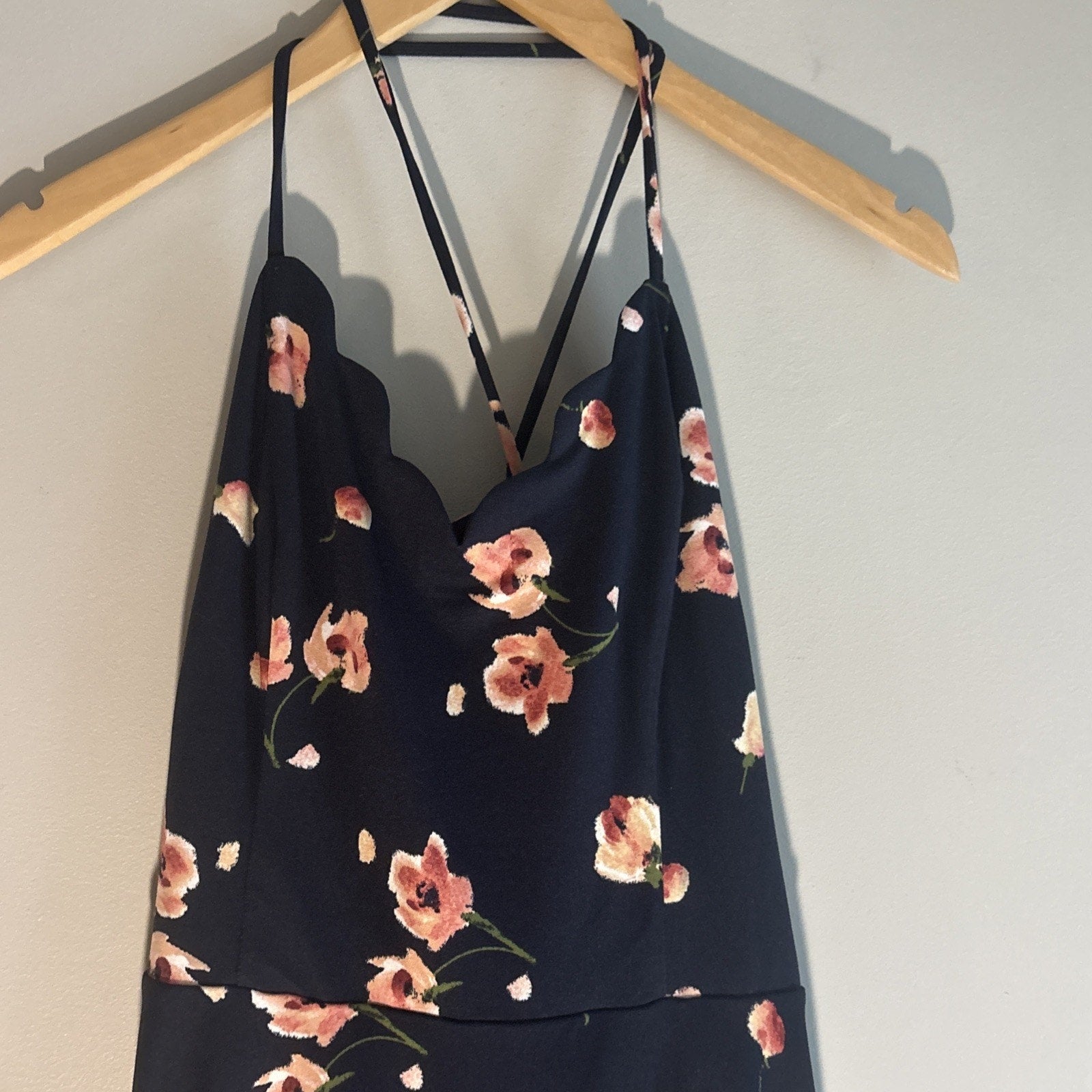 NWT The General Good Women’s Floral, Navy Sundress Scalloped Size Large