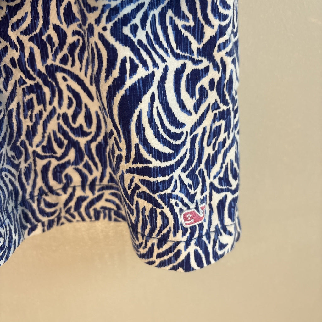 VINEYARD VINES Girls Large 14 Dress Blue White Swirl Print Cotton Knit