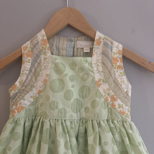Amacello Italian Toddler Dress 18-24M Green Polka Dot Cottagecore Spring Easter