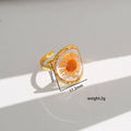18K STAINLESS STEEL TARNISH FREE FLORAL RINGS | OVAL ORANGE