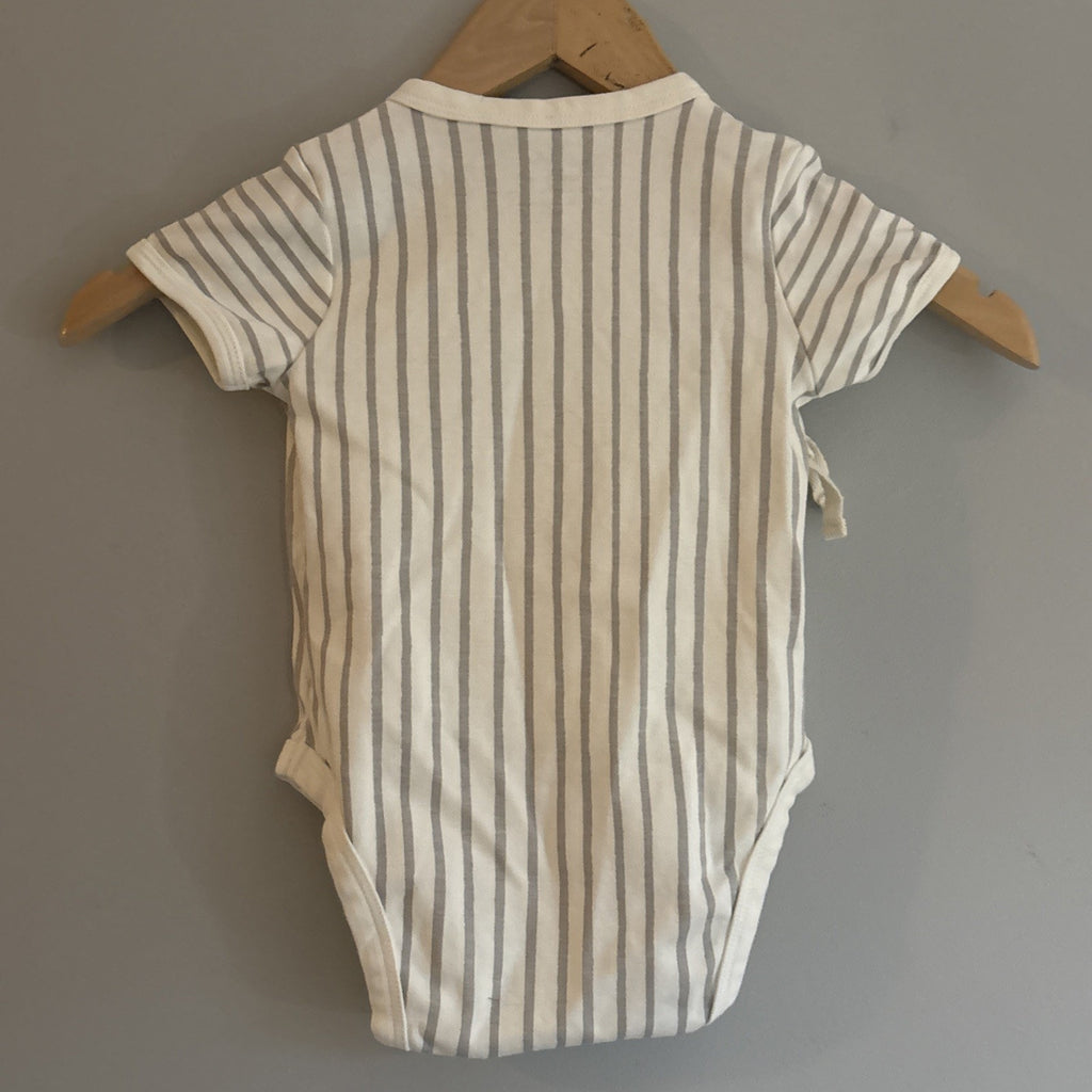 Pehr Baby Short Sleeve Tie Front Striped One Piece Kimono Size 12-18 Mo organic