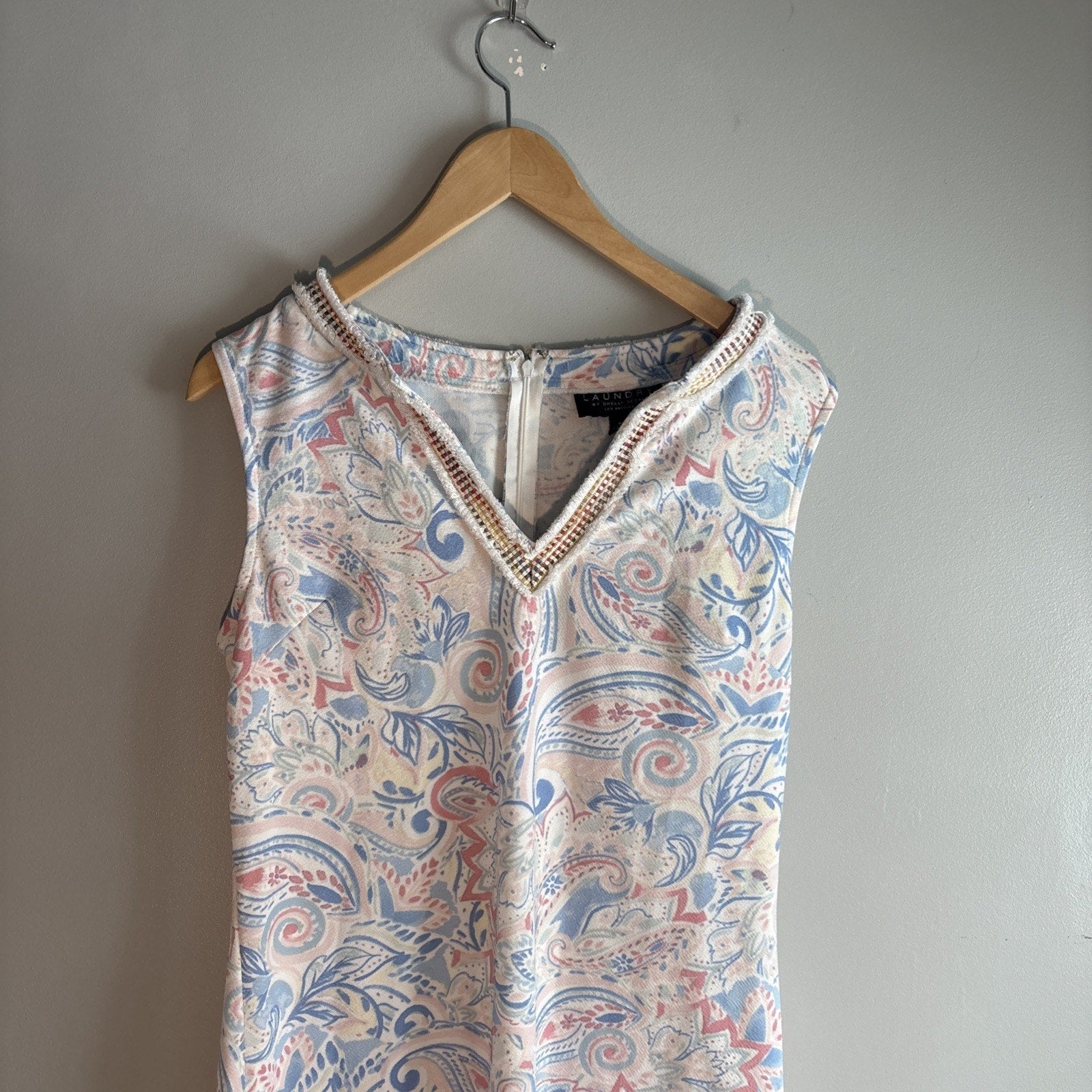 Laundry by Shelli Segal Women's Pink & Blue Floral V-Neck Sleeveless Dress Sz 6